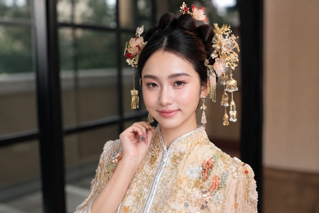 中式龍鳳掛文定造型中部新秘
